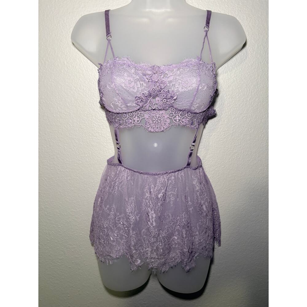 Adore Me Lace Bustier Top - Purple, Size S/M